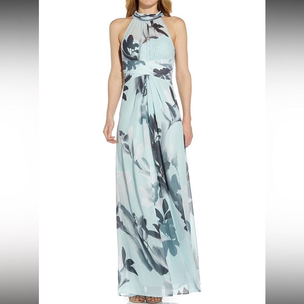 Adrianna Papell Green One Shoulder Gown for Wedding